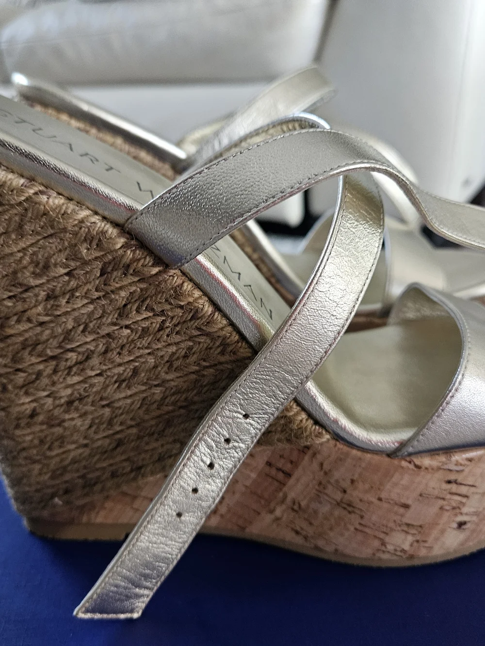 Stuart Weitzman GOLD Metallic Wedge Sandals